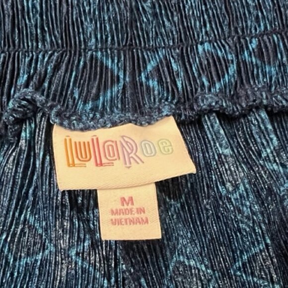 LULAROE Dianne Wide Leg Blue Crinkle Paperbag Pants - Picture 5 of 5